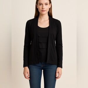 August Silk Black Mauck 2 Piece Cardigan and tiered Top